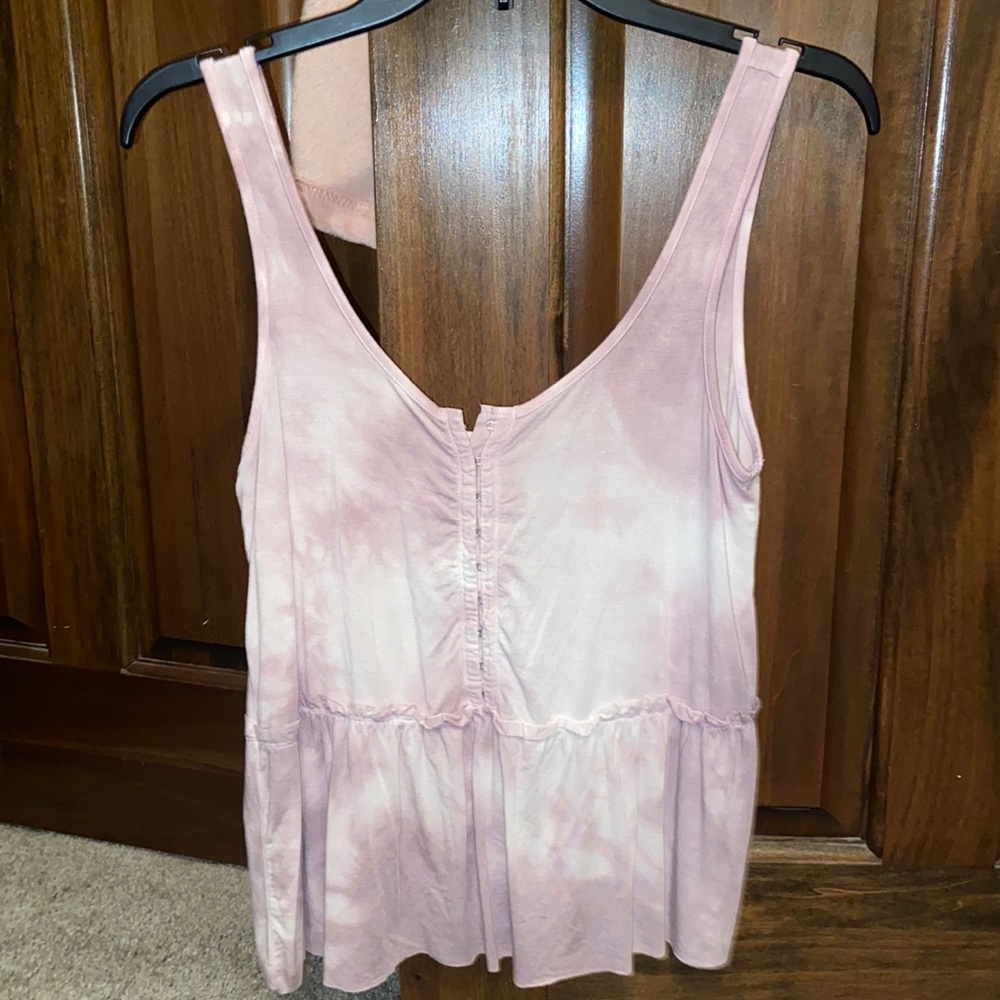 Pink tie dyed tank top